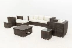 OUTFLEXX Loungemöbel-Set, Braun Marmoriert, Polyrattan, 6 Pers, Wasserfeste Kissenbox, Inkl. Loungetisch -Gartenmöbel 10 16063 BOX D.jpg