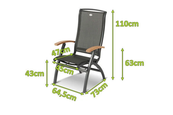 HARTMAN Da Vinci Multipositionssessel, Xerix/anthrazit, Alu/Textilene, Mit FSC-Teak-Armlehnen 7 HARTMAN Da Vinci Multipositionssessel, Xerix/anthrazit, Alu/Textilene, Mit FSC-Teak-Armlehnen – Bild 5