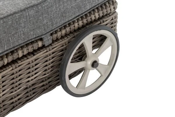 OUTFLEXX Rollliege, Grau, Polyrattan, 200x70x27,5cm, Rückenlehne 5-fach Verstellbar 13 OUTFLEXX Rollliege, Grau, Polyrattan, 200x70x27,5cm, Rückenlehne 5-fach Verstellbar – Bild 11