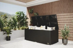 OUTFLEXX Kissenbox, Schwarz, Polyrattan, 204x94x75cm