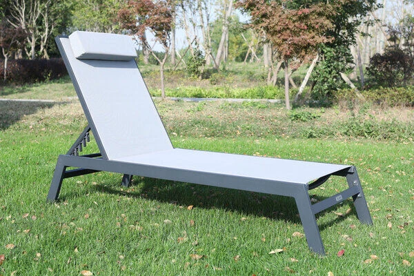 VILLANA Gartenliege, Anthrazit/grau, Aluminium/Textil, 198 X 60 X 32 Cm, Verstellbar 3 VILLANA Gartenliege, Anthrazit/grau, Aluminium/Textil, 198 X 60 X 32 Cm, Verstellbar