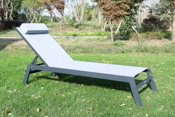 VILLANA Gartenliege, Anthrazit/grau, Aluminium/Textil, 198 X 60 X 32 Cm, Verstellbar 4 VILLANA Gartenliege, Anthrazit/grau, Aluminium/Textil, 198 X 60 X 32 Cm, Verstellbar – Bild 2