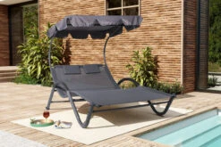 OUTFLEXX Doppelliege, Anthrazit, Polyester/Stahl Pulverbeschichtet, 205x138x34cm, Inkl. Nackenkissen, Rollbar 20 OUTFLEXX Doppelliege, Anthrazit, Polyester/Stahl Pulverbeschichtet, 205x138x34cm, Inkl. Nackenkissen, Rollbar -Gartenmöbel 16102 01.jpg