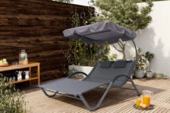 OUTFLEXX Doppelliege, Anthrazit, Polyester/Stahl Pulverbeschichtet, 205x138x34cm, Inkl. Nackenkissen, Rollbar 21 OUTFLEXX Doppelliege, Anthrazit, Polyester/Stahl Pulverbeschichtet, 205x138x34cm, Inkl. Nackenkissen, Rollbar -Gartenmöbel 16102 02.jpg