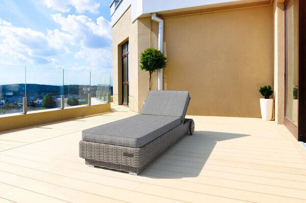 OUTFLEXX Rollliege, Grau, Polyrattan, 200x70x27,5cm, Rückenlehne 5-fach Verstellbar 20 OUTFLEXX Rollliege, Grau, Polyrattan, 200x70x27,5cm, Rückenlehne 5-fach Verstellbar – Bild 18