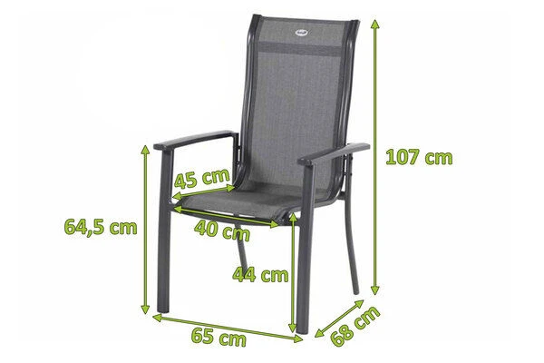 HARTMAN 4er Set Alice Comfort Stapelsessel, Xerix/anthrazit, Alu/Textilene, 68x65x107cm 7 HARTMAN 4er Set Alice Comfort Stapelsessel, Xerix/anthrazit, Alu/Textilene, 68x65x107cm – Bild 5