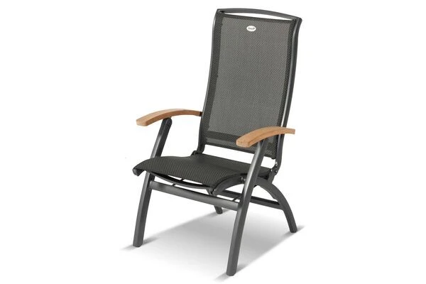 HARTMAN Da Vinci Multipositionssessel, Xerix/anthrazit, Alu/Textilene, Mit FSC-Teak-Armlehnen 3 HARTMAN Da Vinci Multipositionssessel, Xerix/anthrazit, Alu/Textilene, Mit FSC-Teak-Armlehnen