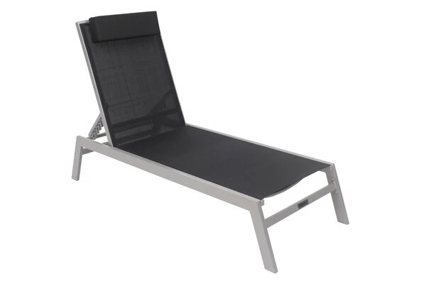VILLANA Gartenliege, Silber/schwarz, Aluminium/Textil, 198 X 60 X 32 Cm, Verstellbar 3 VILLANA Gartenliege, Silber/schwarz, Aluminium/Textil, 198 X 60 X 32 Cm, Verstellbar