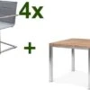 OUTFLEXX Esstischgarnitur, Edelstahl / Recyceltes FSC-Teak, Tisch 90 X 90 Cm, 4 Freischwinger Padded, Taupe 1 OUTFLEXX Esstischgarnitur, Edelstahl / Recyceltes FSC-Teak, Tisch 90 X 90 Cm, 4 Freischwinger Padded, Taupe -Gartenmöbel 1 17260.jpg