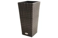 Ploß Rocking Pflanzgefäß, Grau/braun-meliert, Polyrattan, Konisch, 28x28x60 Cm, Kunststoffeinsatz