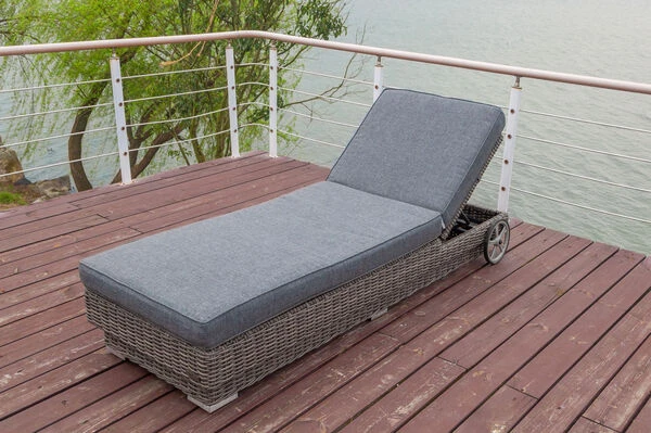 OUTFLEXX Rollliege, Grau, Polyrattan, 200x70x27,5cm, Rückenlehne 5-fach Verstellbar 3 OUTFLEXX Rollliege, Grau, Polyrattan, 200x70x27,5cm, Rückenlehne 5-fach Verstellbar