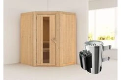KARIBU Systemsauna Nanja, Fichtenholz 68mm, Eckeinstieg, Ca. 2m²