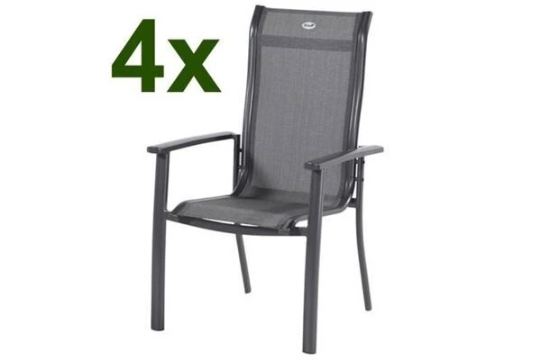 HARTMAN 4er Set Alice Comfort Stapelsessel, Xerix/anthrazit, Alu/Textilene, 68x65x107cm 3 HARTMAN 4er Set Alice Comfort Stapelsessel, Xerix/anthrazit, Alu/Textilene, 68x65x107cm