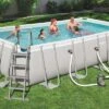 BESTWAY Power Steel Pool Mit Gestell, Grau, 549x274x122cm, Mit Filterpumpe, Leiter, Abdeckplane