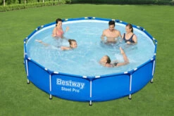 BESTWAY Steel Pro Pool Mit Gestell, Blau, TriTech/Stahl, Ø366x76cm, Mit Filterpumpe