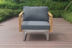 OUTFLEXX Sessel, Natur / Grau, FSC-Teak / Edelstahl / Olefin, 79x74x64 Cm -Gartenmöbel 21654 2.JPG