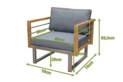 OUTFLEXX Sessel, Natur / Grau, FSC-Teak / Edelstahl / Olefin, 79x74x64 Cm -Gartenmöbel 21654 5 mass.JPG