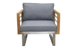 OUTFLEXX Sessel, Natur / Grau, FSC-Teak / Edelstahl / Olefin, 79x74x64 Cm -Gartenmöbel 21654 7.JPG