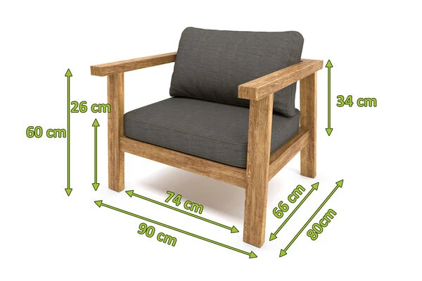 OUTFLEXX Hamim Sessel, Natur/grau, Teak/Olefin, 90 X 80 X 60 Cm, Recycled Teak 7 OUTFLEXX Hamim Sessel, Natur/grau, Teak/Olefin, 90 X 80 X 60 Cm, Recycled Teak – Bild 5