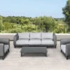 OUTFLEXX Loungemöbel Set, Dunkelgrau, Alu/Spuncrylic, 4-tlg., Tisch 123x80cm, 5 Pers