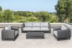 OUTFLEXX Loungemöbel Set, Dunkelgrau, Alu/Spuncrylic, 4-tlg., Tisch 123x80cm, 5 Pers