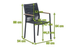 OUTFLEXX Theo Dining Sessel, Dunkelgrau, Alu/FSC®-Teakholz/Rope, 54 X 60 X 88 Cm 9 OUTFLEXX Theo Dining Sessel, Dunkelgrau, Alu/FSC®-Teakholz/Rope, 54 X 60 X 88 Cm -Gartenmöbel 21825 mass.jpg