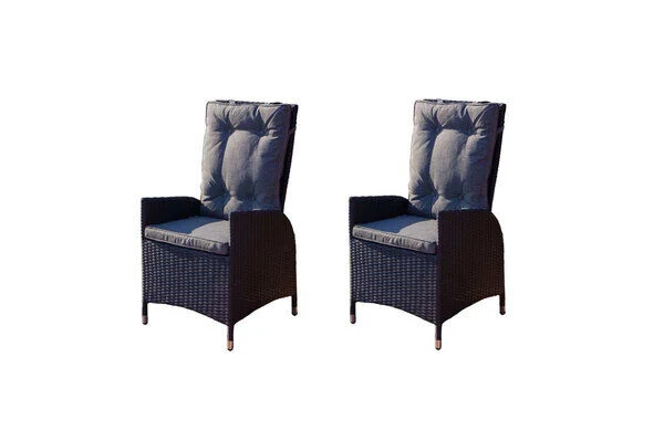 OUTFLEXX 2er Set Dining Sessel, Schwarz, Polyrattan, Je 55 X 65 X 112 Cm, Rücken Stufenlos Verstellbar 3 OUTFLEXX 2er Set Dining Sessel, Schwarz, Polyrattan, Je 55 X 65 X 112 Cm, Rücken Stufenlos Verstellbar