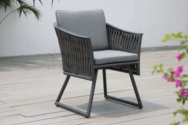 OUTFLEXX Oranger Blossom Sessel, Anthrazit, Aluminium/ XL Geflecht, 60x62x75 Cm , Inkl. Polster 4 OUTFLEXX Oranger Blossom Sessel, Anthrazit, Aluminium/ XL Geflecht, 60x62x75 Cm , Inkl. Polster – Bild 2