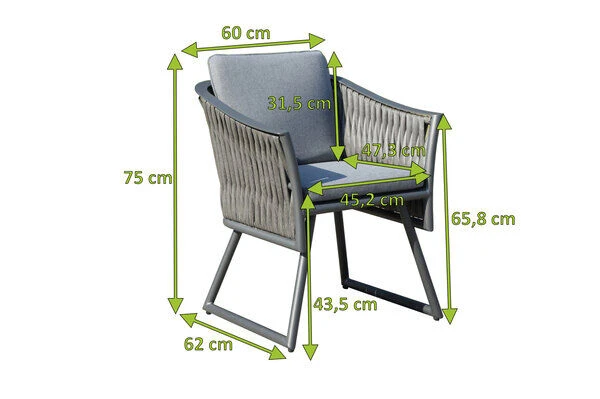 OUTFLEXX Oranger Blossom Sessel, Anthrazit, Aluminium/ XL Geflecht, 60x62x75 Cm , Inkl. Polster 5 OUTFLEXX Oranger Blossom Sessel, Anthrazit, Aluminium/ XL Geflecht, 60x62x75 Cm , Inkl. Polster – Bild 3