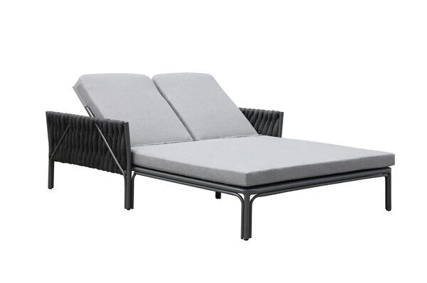 OUTFLEXX Mermaid Doppelliege, Anthrazit, Aluminium/XL Rope, 140x56x132 Cm, Inkl. Polster 4 OUTFLEXX Mermaid Doppelliege, Anthrazit, Aluminium/XL Rope, 140x56x132 Cm, Inkl. Polster – Bild 2
