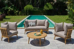 OUTFLEXX Loungeset, Hellgrau, Akazie, Teak-Look, Inkl. Polster, 4 Personen