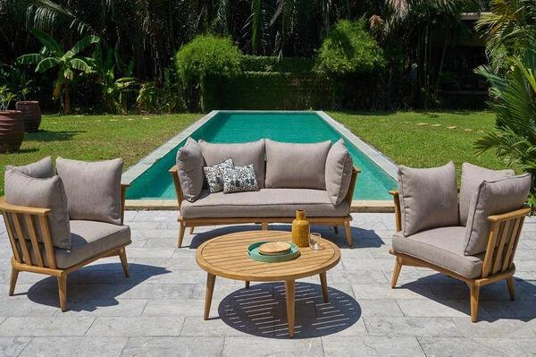 OUTFLEXX Loungeset, Hellgrau, Akazie, Teak-Look, Inkl. Polster, 4 Personen 3 OUTFLEXX Loungeset, Hellgrau, Akazie, Teak-Look, Inkl. Polster, 4 Personen