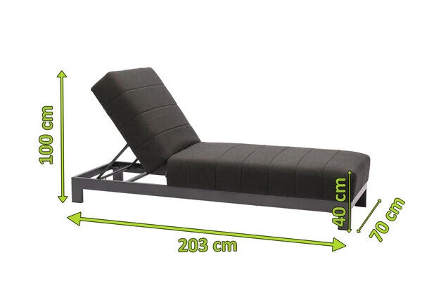 OUTFLEXX Liege, Anthrazit/sooty, Alu/Sunbrella, 203x70x40/100, Höhenverstellbare Rückenlehne 7 OUTFLEXX Liege, Anthrazit/sooty, Alu/Sunbrella, 203x70x40/100, Höhenverstellbare Rückenlehne – Bild 5