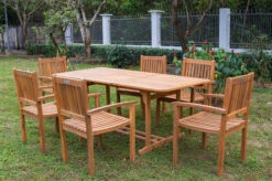 OUTFLEXX Sitzgruppe, Natur, Akazie, Ausziehtisch 180/240 X 100 Cm, 6 Armlehnensessel