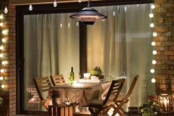 OUTTECH Heizstrahler, Schwarz, Aluminium, 42,5x42,5x25cm, Wassergeschützt, Inkl. Fernbedienung