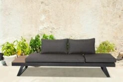 OUTFLEXX Lounge/Liege, Dunkelgrau, Alu/Holzimitat/Textilene, 228x78x66 Cm, Verstellbar, Inkl. Seitenablage -Gartenmöbel 22919 2.jpg