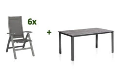 KETTLER Cubic/Altura Esstischgarnitur, Anthrazit, Alu/Kettalit/Textilene, 160x90 Cm, 6 Multipos
