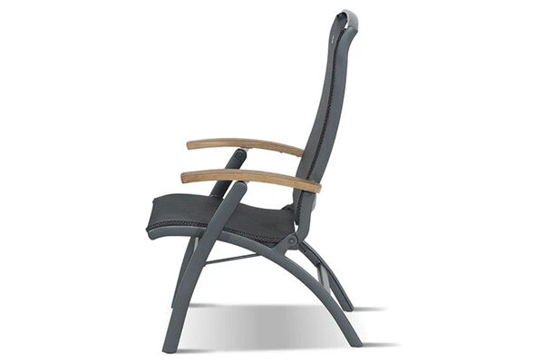 HARTMAN Da Vinci Multipositionssessel, Xerix/anthrazit, Alu/Textilene, Mit FSC-Teak-Armlehnen 4 HARTMAN Da Vinci Multipositionssessel, Xerix/anthrazit, Alu/Textilene, Mit FSC-Teak-Armlehnen – Bild 2