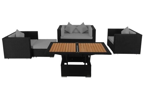 OUTFLEXX Loungemöbel-Set, 5 Personen, Schwarz, Polyrattan, Inkl. Loungetisch, Wasserfeste Kissenbox 5 OUTFLEXX Loungemöbel-Set, 5 Personen, Schwarz, Polyrattan, Inkl. Loungetisch, Wasserfeste Kissenbox – Bild 3