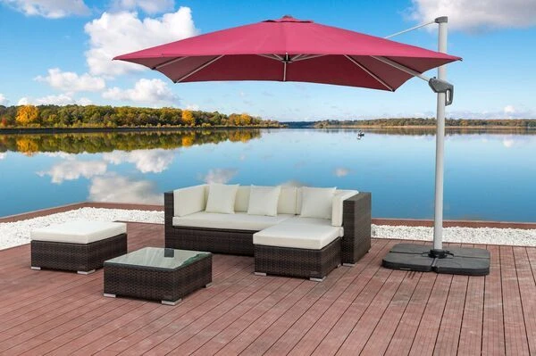 OUTFLEXX Loungemöbel-Set, Braun Marmoriert, 5 Pers, Polyrattan, Wasserfeste Kissenbox, Inkl. Beistelltisch 4 OUTFLEXX Loungemöbel-Set, Braun Marmoriert, 5 Pers, Polyrattan, Wasserfeste Kissenbox, Inkl. Beistelltisch – Bild 2