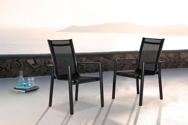 OUTFLEXX Stapelsessel, Anthrazit Matt/schwarz, Alu/Textilene, 60x69x93,5cm 4 OUTFLEXX Stapelsessel, Anthrazit Matt/schwarz, Alu/Textilene, 60x69x93,5cm – Bild 2