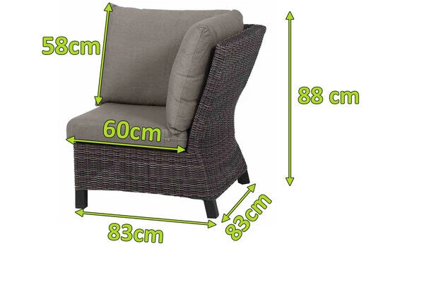 SIENA GARDEN Corido Eckelement, Charcoal, Alu / Gardino®-Geflecht, 83x83x88 Cm 4 SIENA GARDEN Corido Eckelement, Charcoal, Alu / Gardino®-Geflecht, 83x83x88 Cm – Bild 2