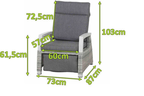 SIENA GARDEN Corido Relaxsessel, Ice Grey, Alu / Gardino®-Geflecht, 73x87x103 Cm, Verstellbar 4 SIENA GARDEN Corido Relaxsessel, Ice Grey, Alu / Gardino®-Geflecht, 73x87x103 Cm, Verstellbar – Bild 2