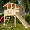 KARIBU Benjamin Stelzenhaus, Naturbelassen, Nordische Fichte, 198x244x309cm, Mit Rutsche Rot Und Holzrampe -Gartenmöbel 30416 10 01.jpg