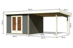 KARIBU Gartenhaus Radeburg 1, Terragrau, Fichtenholz 40mm, 664 X 309 X 229,5 Cm, Pultdach, Anbau 3,3m -Gartenmöbel 30474 2 05.jpg