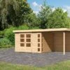 KARIBU Gartenhaus Kerko 5, Naturbelassen, Fichtenholz 19mm, 554 X 246 X 210 Cm, Flachdach, Anbau 2,4m Mit Rückwand -Gartenmöbel 30544 5 01.jpg