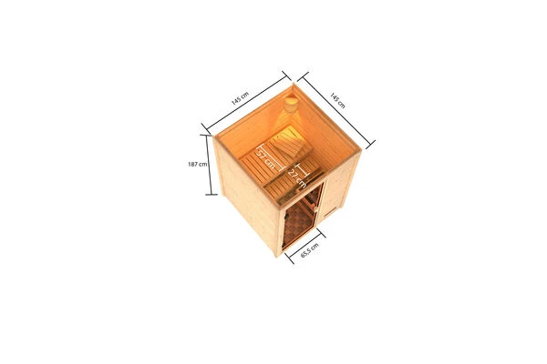 KARIBU Sandra Sauna , Naturbelassen, Fichte, 145x145x187 Cm,SETOfen 4,5 KW Integr. Strg. 7 KARIBU Sandra Sauna , Naturbelassen, Fichte, 145x145x187 Cm,SETOfen 4,5 KW Integr. Strg. – Bild 5