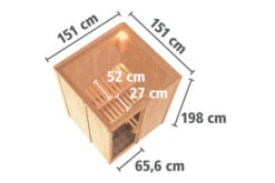 KARIBU Norin Sauna, Naturbelassen, Fichte, 151 X 151 X 198 Cm, Fronteinstieg, Mit Klarglastür, SET Mit Ofen 4,5 KW Integr. Str. -Gartenmöbel 30910 1 05.jpg