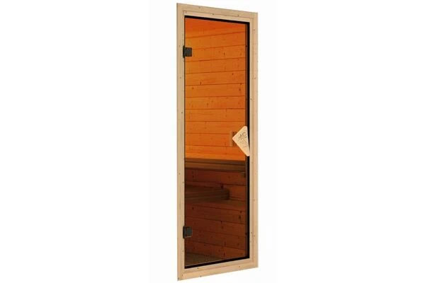 KARIBU Lavea Sauna, Naturbelassen, Fichte, 151 X 196 X 198 Cm, Eckeinstieg,mit Rundbogenelement SET Mit Ofen 4,5 KW Integr. Str. 4 KARIBU Lavea Sauna, Naturbelassen, Fichte, 151 X 196 X 198 Cm, Eckeinstieg,mit Rundbogenelement SET Mit Ofen 4,5 KW Integr. Str. – Bild 2
