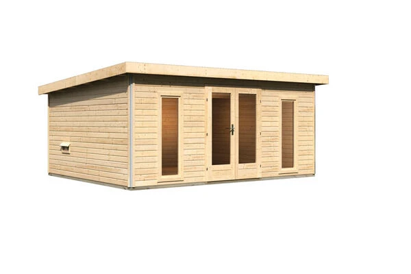 KARIBU Mainburg 4 Saunahaus, Naturbelassen, Fichte, 490x368x229 Cm, SET A Mit Doppelflügeltür Und Vorraum 4 KARIBU Mainburg 4 Saunahaus, Naturbelassen, Fichte, 490x368x229 Cm, SET A Mit Doppelflügeltür Und Vorraum – Bild 2